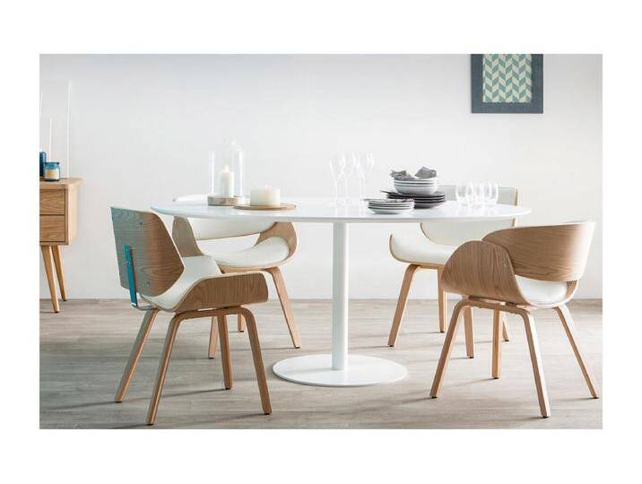 Design-Stuhl, weiß und dunkles Walnussholz RUBBENS von Kauf-Unique Marketplace