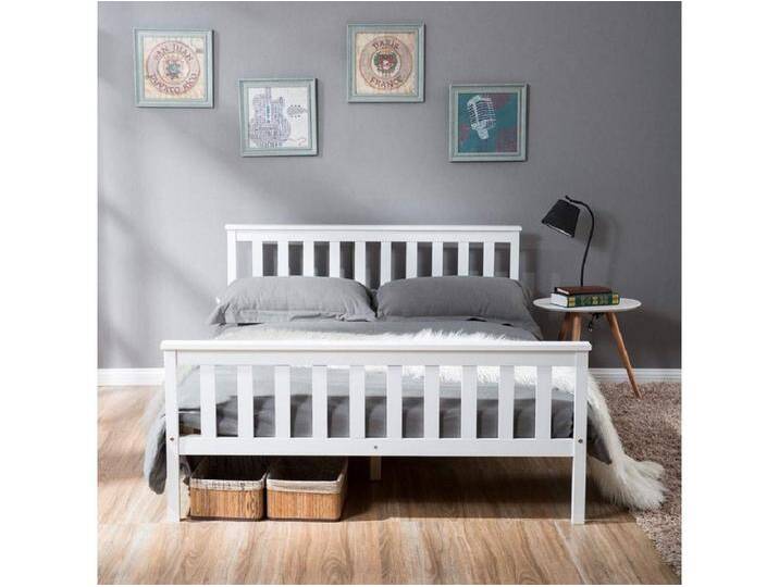 Doppelbett 140x200 cm - Kiefernholzrahmen - Jugendbett mit Lattenrost - weiß Doppelbett 140x200 cm - Kiefernholzrahmen - Jugendbett mit Lattenrost - weiß von Kauf-Unique Marketplace