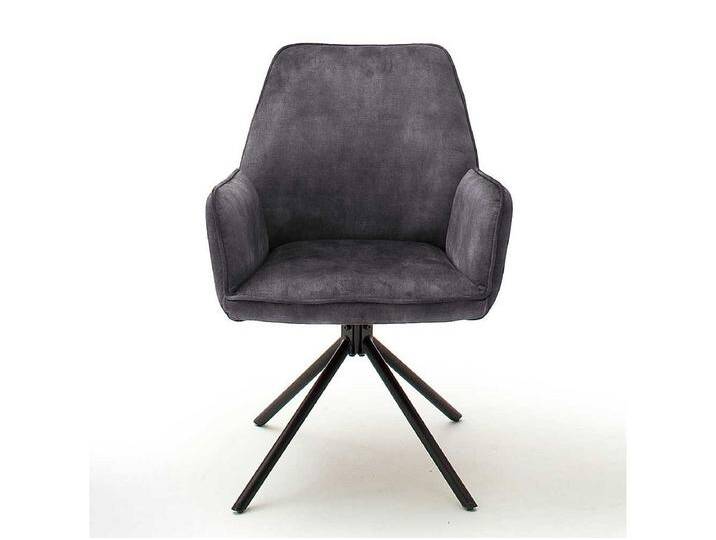 Drehbare Armlehnenstühle in Anthrazit Velours Metallgestell schwarz (2er Set) von Kauf-Unique Marketplace