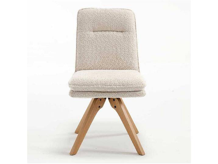 Drehbare Polsterstühle in Cremefarben Boucle Gestell aus Massivholz (2er Set) von Kauf-Unique Marketplace