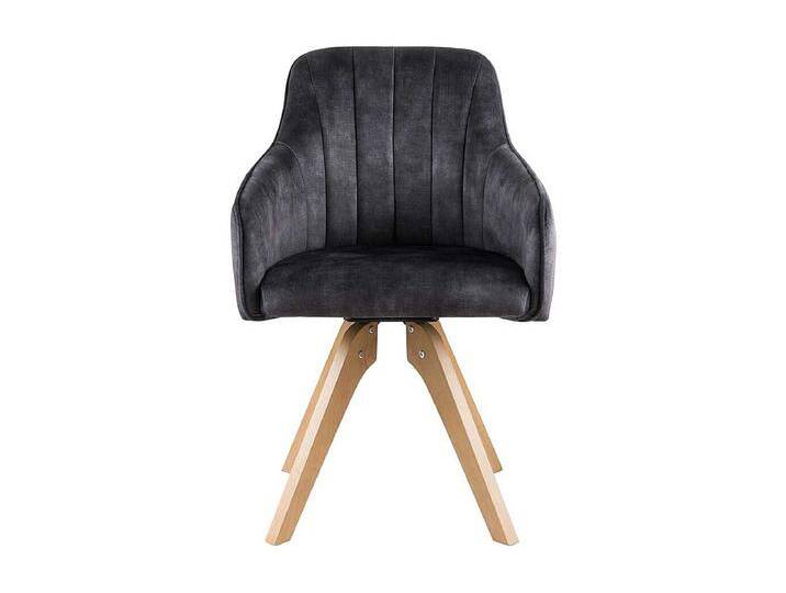 Drehbare Stühle in Anthrazit Velours Armlehnen (2er Set) von Kauf-Unique Marketplace