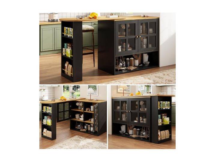 Drehbarer Barschrank - 204 x 39 x 102,5 cm - mit 4 Ablagefächern + 2 Türen - MDF - schwarz Drehbarer Barschrank - 204 x 39 x 102,5 cm - mit 4 Ablagefächern + 2 Türen - MDF - schwarz von Kauf-Unique Marketplace