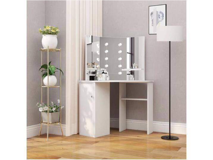 Eck-Schminktisch mit LED-Beleuchtung Weiß von Kauf-Unique Marketplace