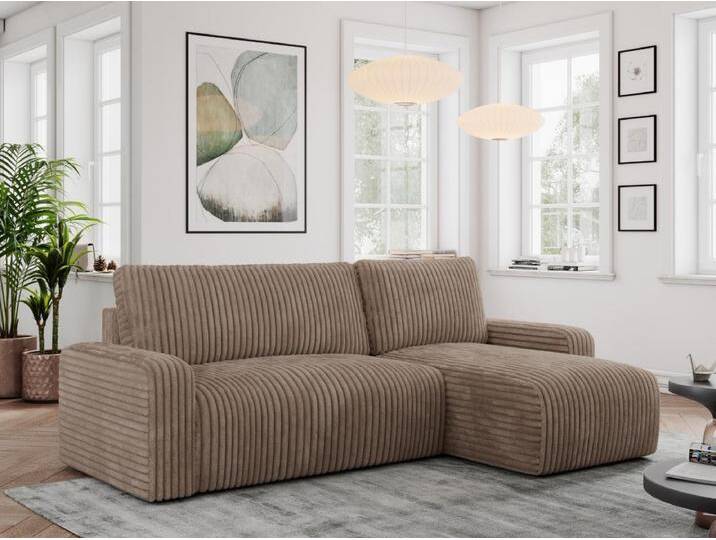Ecksofa ARGOS - mit Schlaffunktion, Sofa mit armlehnen, Bettkasten, 3-Sitzer Sofa - Braun Cord von Kauf-Unique Marketplace