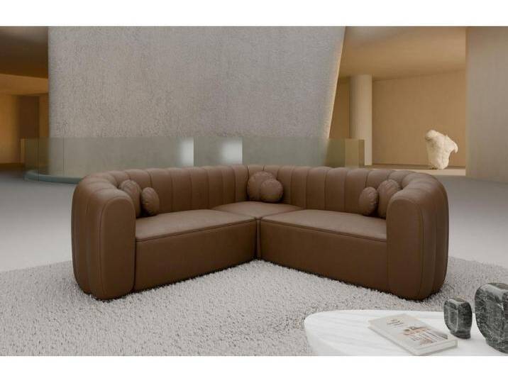Ecksofa Almeria Leder Braun Kunstleder von Kauf-Unique Marketplace