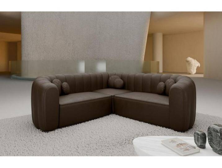 Ecksofa Almeria Leder Dunkelbraun Kunstleder von Kauf-Unique Marketplace