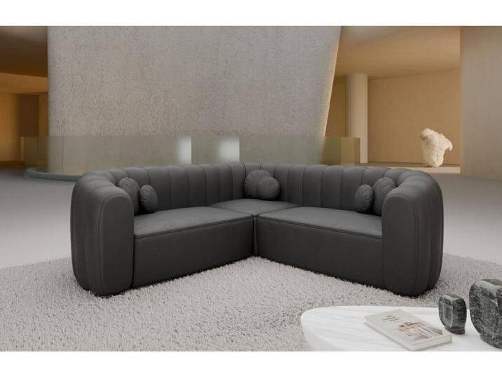 Ecksofa Almeria Leder Dunkelgrau Kunstleder von Kauf-Unique Marketplace