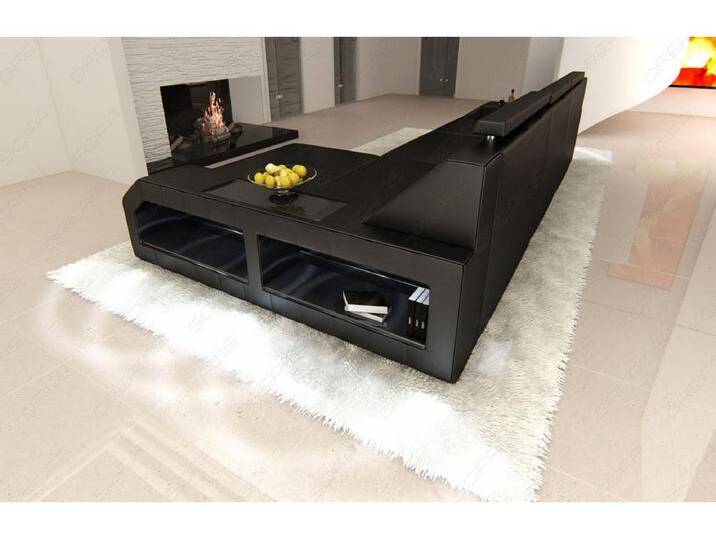 Ecksofa Arezzo Leder Kunstleder Schwarz Rechts von Kauf-Unique Marketplace