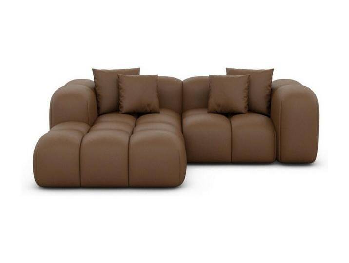 Ecksofa Formentera Mini mit Kissen Kunstleder Braun Links von Kauf-Unique Marketplace