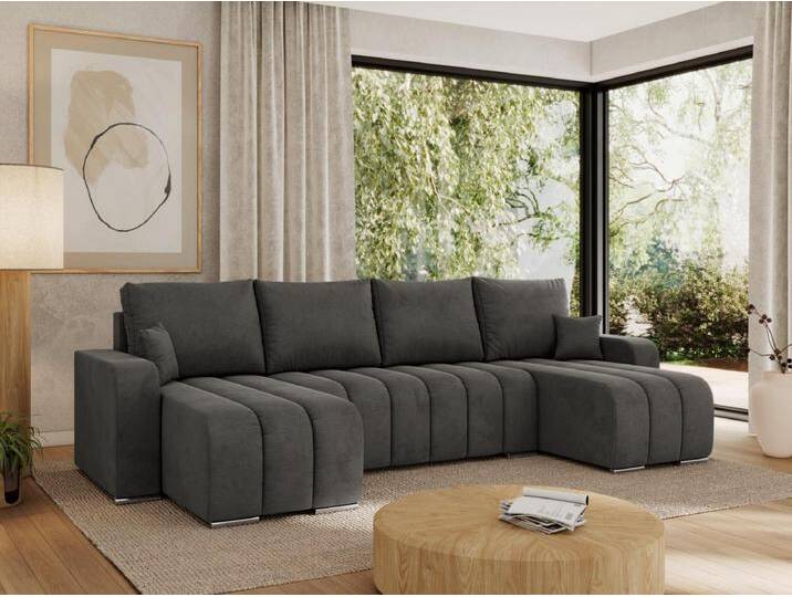 Ecksofa KIRASSO U - Wohnlandschaft, Schlaffunktion und Bettkasten, Couch U-form, lose Kissen - Dunkelgrau Velvet Ecksofa KIRASSO U - Wohnlandschaft, Schlaffunktion und Bettkasten, Couch U-form, lose Kissen - Dunkelgrau Velvet von Kauf-Unique Marketplace