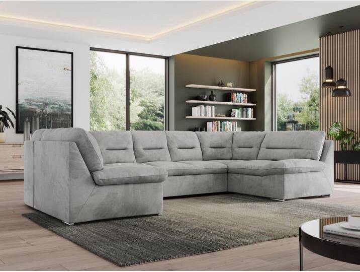 Ecksofa MORBIDO U, XXL Wohnlandschaft mit schlaffunktion - Hellgrau Velvet Ecksofa MORBIDO U, XXL Wohnlandschaft mit schlaffunktion - Hellgrau Velvet von Kauf-Unique Marketplace