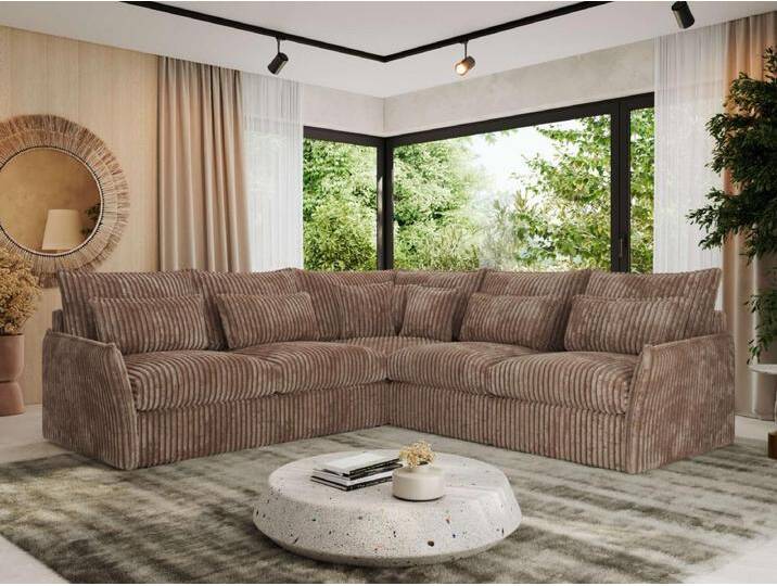 Ecksofa VERSO - modulare L-förmige Ecke, lose Kissen, Wohnlandschaft - Braun Cord von Kauf-Unique Marketplace