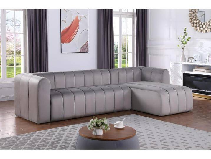Ecksofa aus Samt Victor Hugo - 3-Sitzer - Grau von Kauf-Unique Marketplace