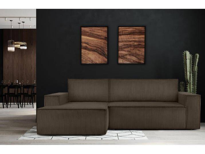 Ecksofa links - mit Schlaffunktion - in Pet Friendly Cord-Stoff - braun - NAPI Ecksofa links - mit Schlaffunktion - in Pet Friendly Cord-Stoff - braun - NAPI von Kauf-Unique Marketplace