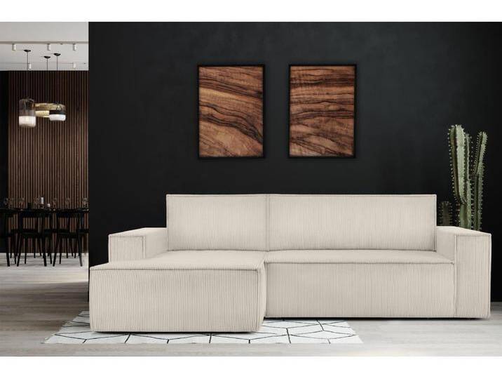 Ecksofa links - mit Schlaffunktion - in Pet Friendly Cord-Stoff - ecrufarben - NAPI Ecksofa links - mit Schlaffunktion - in Pet Friendly Cord-Stoff - ecrufarben - NAPI von Kauf-Unique Marketplace