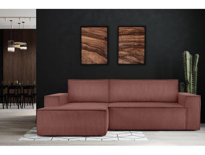Ecksofa links - mit Schlaffunktion - in Pet Friendly Cord-Stoff - rosa - NAPI Ecksofa links - mit Schlaffunktion - in Pet Friendly Cord-Stoff - rosa - NAPI von Kauf-Unique Marketplace