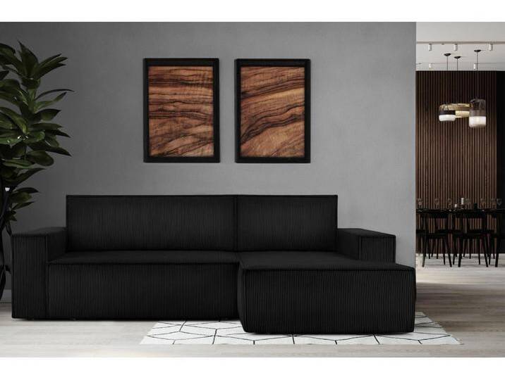 Ecksofa rechts - mit Schlaffunktion - in Pet Friendly Cord-Stoff - schwarz - NAPI Ecksofa rechts - mit Schlaffunktion - in Pet Friendly Cord-Stoff - schwarz - NAPI von Kauf-Unique Marketplace