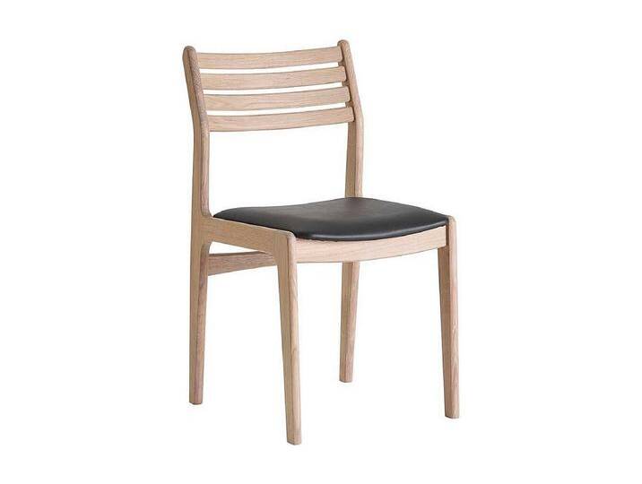 Eichenholzstuhl massiv und Bianco ge�lt Ledersitz in Schwarz (2er Set) von Kauf-Unique Marketplace