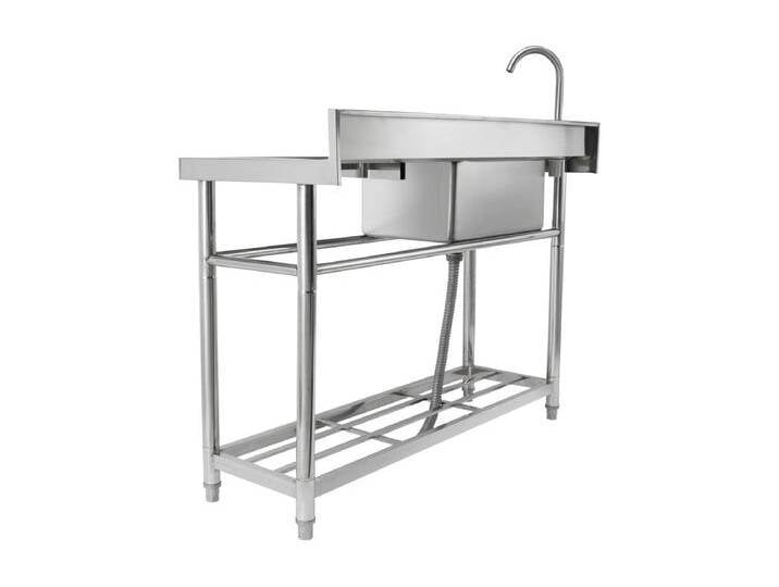 Einzelbecken-Spülbecken aus Edelstahl mit Werkbank SucceBuy, 119,8 x 50 x 95 Cm von Kauf-Unique Marketplace