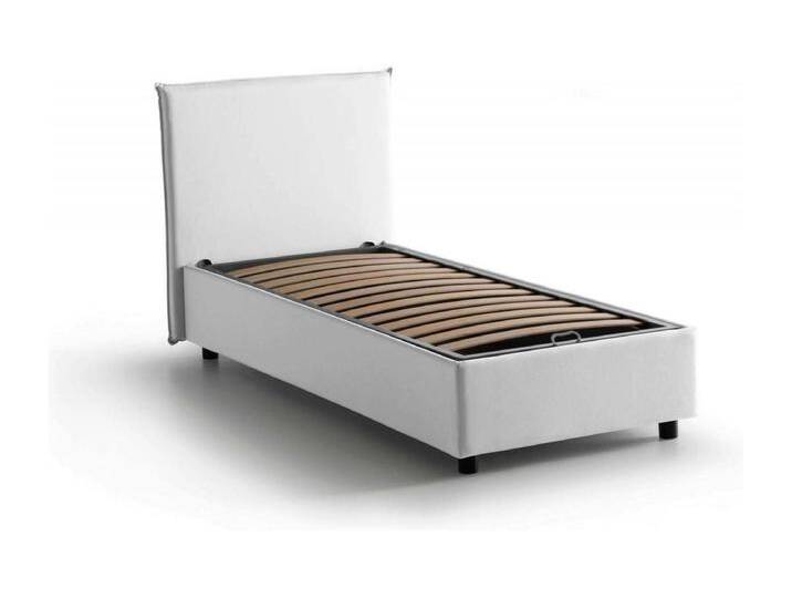 Einzelbett Dapuzz, Containerbett mit Stoffbespannung, 100% Made in Italy, Frontöffnung, passend für Matratze Cm 80x190, Weiß von Kauf-Unique Marketplace