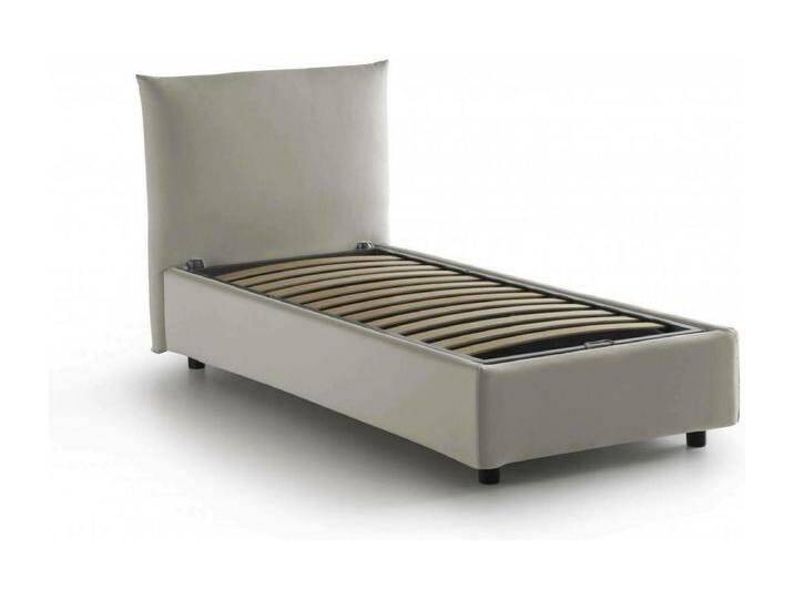 Einzelbett Dbeccar, Containerbett mit Stoffbespannung, 100% Made in Italy, Frontöffnung, passend für Matratze 80x190 cm, Beige von Kauf-Unique Marketplace
