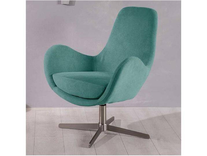 Einzelsessel Retro drehbar in T�rkis und Silberfarben 42 cm Sitzh�he von Kauf-Unique Marketplace