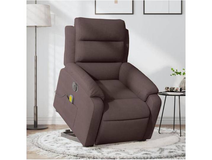 Elektrischer Massagesessel mit Aufstehhilfe Dunkelbraun Stoff von Kauf-Unique Marketplace