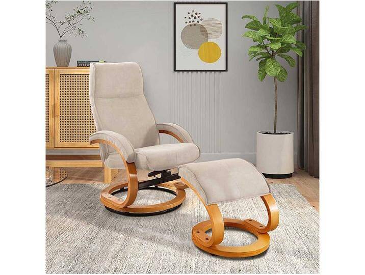 Entspannungssessel in Creme Weiß Microfaser Fußhocker (zweiteilig) von Kauf-Unique Marketplace