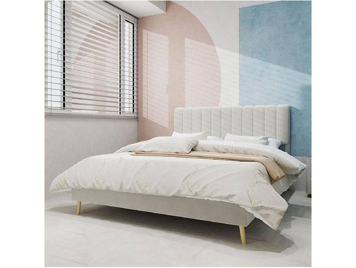 Erwachsenenbett 160 x 200 cm – Doppelbett mit weichem Kopfteil und Holzbeinen – beiger Samt – Matratze nicht enthalten Erwachsenenbett 160 x 200 cm – Doppelbett mit weichem Kopfteil und Holzbeinen – beiger Samt – Matratze nicht enthalten von Kauf-Unique Marketplace