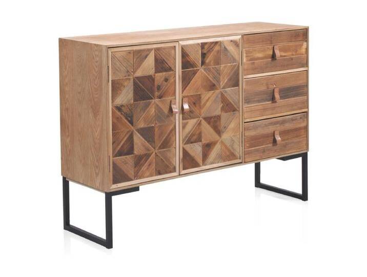 Eschenholzfurnierte Anrichte mit Fronten aus recyceltem Holz von Kauf-Unique Marketplace