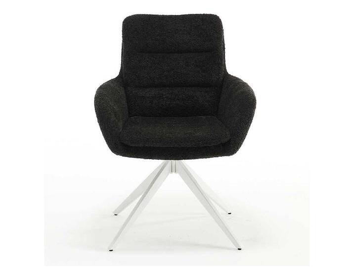 Esstisch Drehst�hle in Anthrazit und Wei� Boucle Stoff und Metall (2er Set) von Kauf-Unique Marketplace