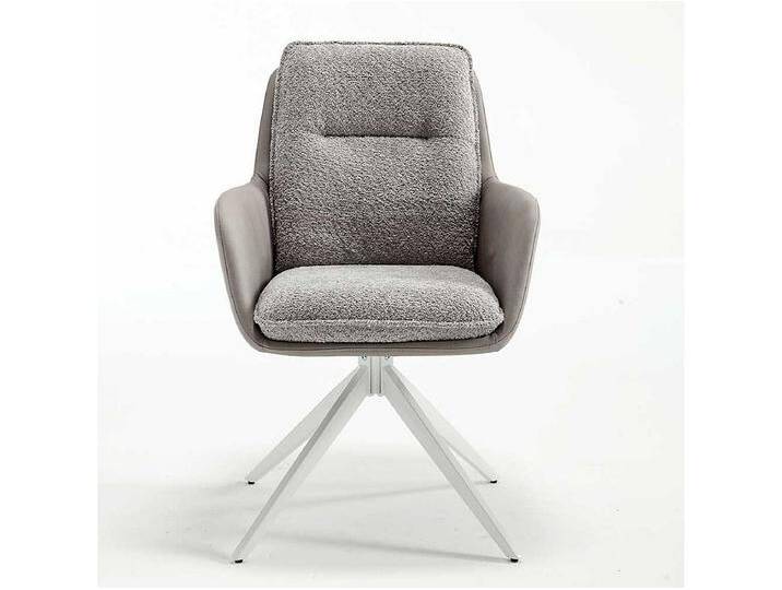 Esstisch Hochlehner in Grau und Wei� Bezug Boucle und Kunstleder (2er Set) von Kauf-Unique Marketplace