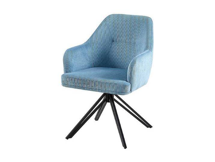 Esstisch St�hle Cord drehbar in Hellblau Gestell aus Metall (2er Set) von Kauf-Unique Marketplace