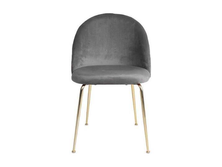 Esstisch St�hle in Grau Samt Metallgestell in Messingfarben (2er Set) von Kauf-Unique Marketplace