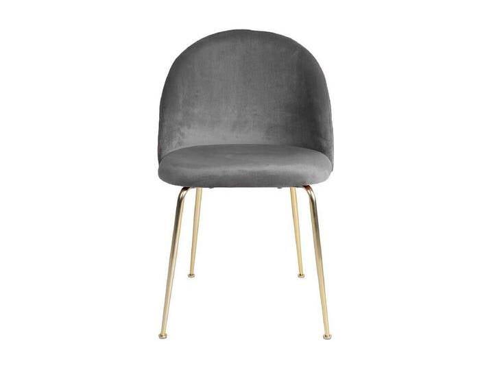 Esstisch St�hle in Grau Samt Metallgestell in Messingfarben (2er Set) von Kauf-Unique Marketplace