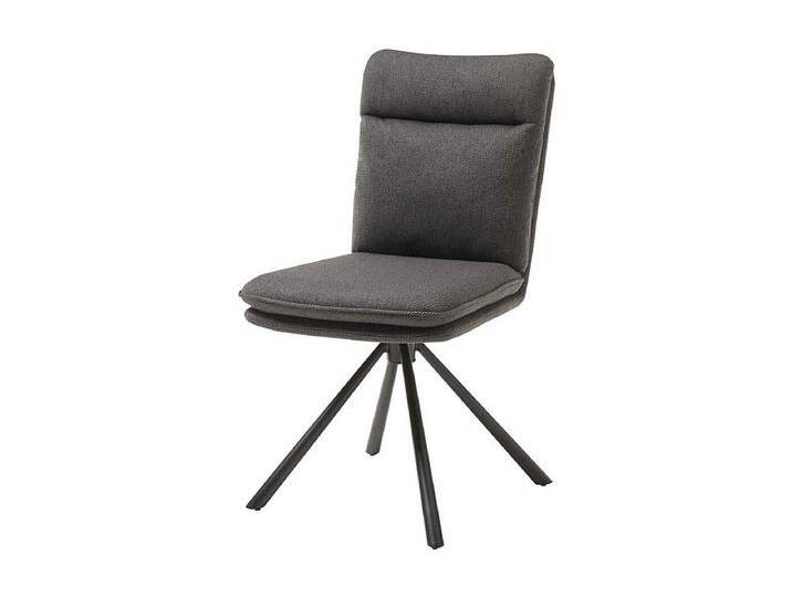 Esstisch St�hle in Grau Webstoff Gestell aus Metall (2er Set) von Kauf-Unique Marketplace