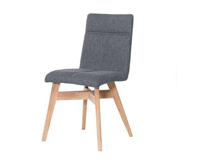 Esstisch St�hle in Grau Webstoff Massivholzgestell in Eiche Bianco (2er Set) von Kauf-Unique Marketplace