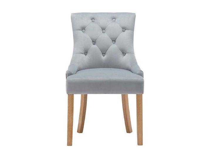 Esstisch St�hle in Hellgrau Samt Gestell aus Massivholz (2er Set) von Kauf-Unique Marketplace