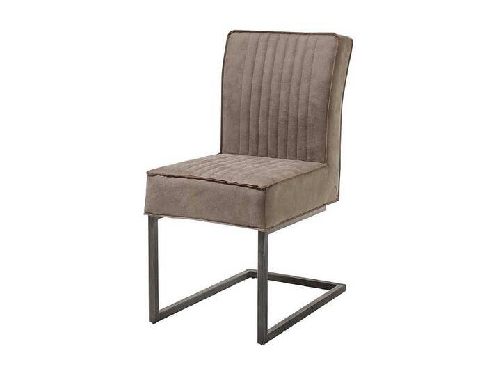 Esstisch St�hle in Taupe und Schwarz Schwinggestell aus Metall (2er Set) von Kauf-Unique Marketplace