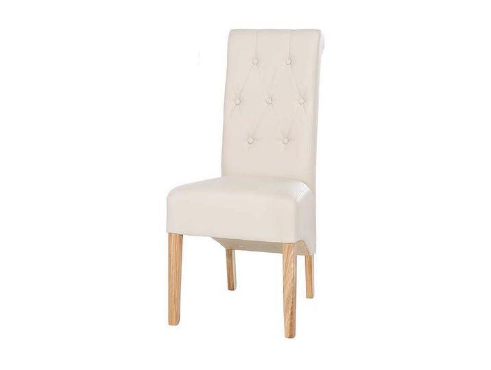 Esstischstuhl Set in Creme Wei� Kunstleder Eiche Massivholz (2er Set) von Kauf-Unique Marketplace