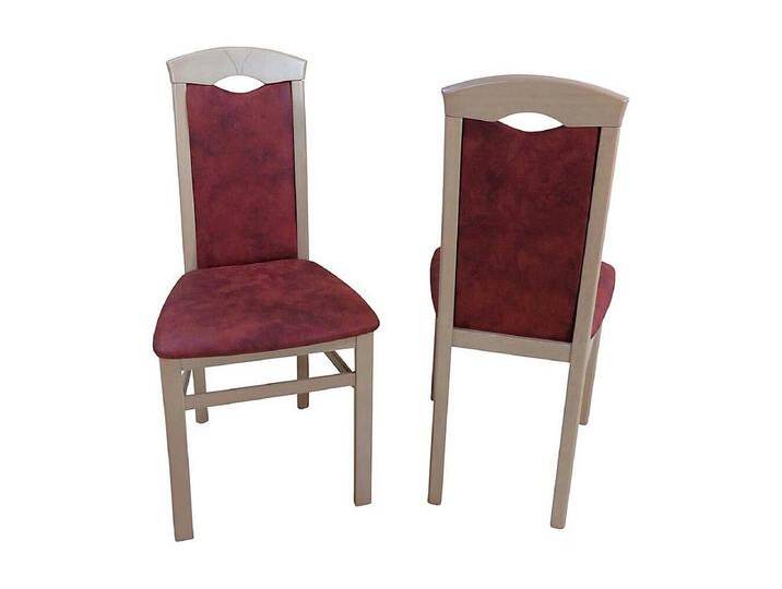 Esstischstuhl aus Massivholz Vintage Braun Stoff (2er Set) von Kauf-Unique Marketplace