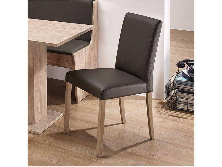 Esstischstuhl in Anthrazit Kunstleder Holzbeine (2er Set) von Kauf-Unique Marketplace