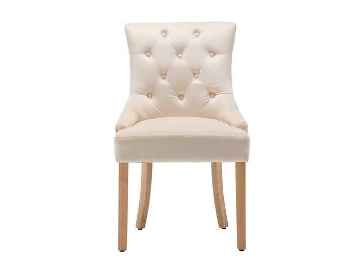 Esszimmer Polsterstühle mit Samtbezug Cremeweiß Knopfheftung (2er Set) von Kauf-Unique Marketplace
