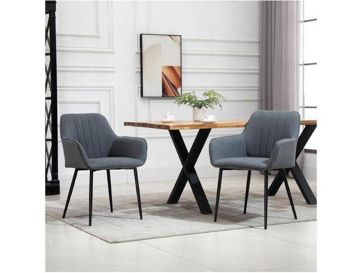 Esszimmerstühle 2er-Set, bequem mit atmungsaktivem Leinenbezug, Rücken- und Armlehne, Metallbeine, Dunkelgrau Esszimmerstühle 2er-Set, bequem mit atmungsaktivem Leinenbezug, Rücken- und Armlehne, Metallbeine, Dunkelgrau von Kauf-Unique Marketplace
