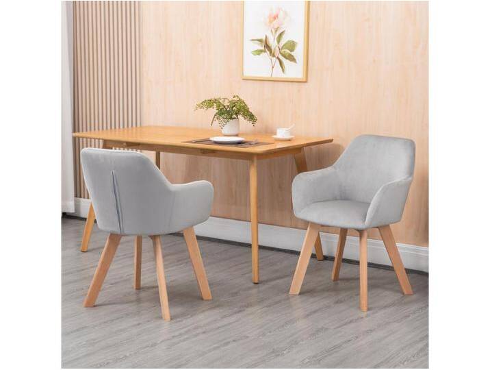 Esszimmerstühle 2er-Set, gepolsterte Küchenstühle mit Armlehne, Samtoptik, Holzbeine, Grau Esszimmerstühle 2er-Set, gepolsterte Küchenstühle mit Armlehne, Samtoptik, Holzbeine, Grau von Kauf-Unique Marketplace