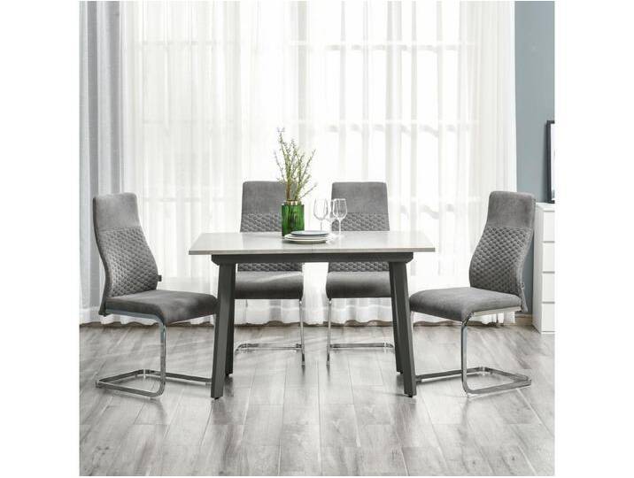 Esszimmerstühle 4er-Set, Küchenstühle mit Rückenlehne Velvet-Touch, grau, Stahlgestell von Kauf-Unique Marketplace