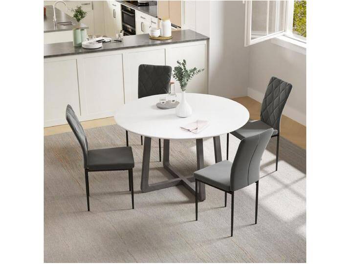 Esszimmerstühle 4er-Set, gepolsterte Küchenstühle mit Rückenlehne, Samtoptik, Metallbeine, Dunkelgrau von Kauf-Unique Marketplace