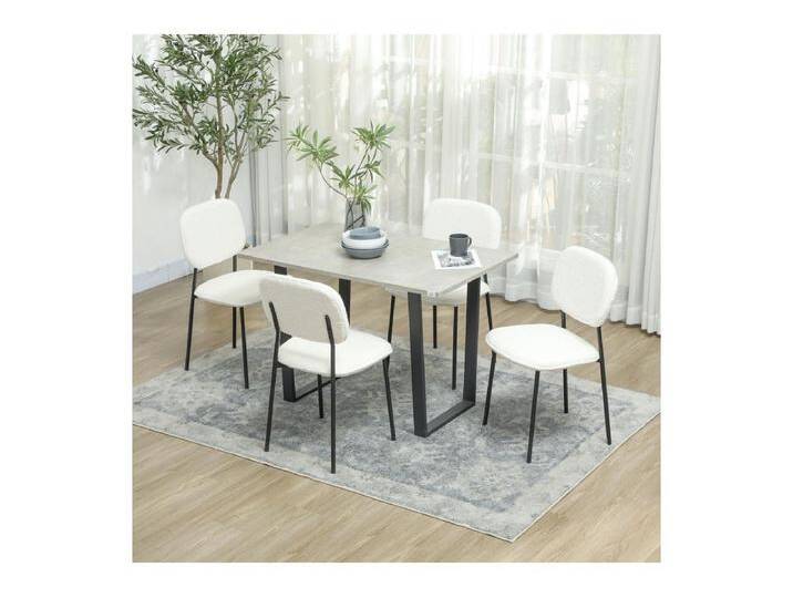 Esszimmerstühle 4er-Set, gepolsterte Küchenstühle mit Rückenlehne, Samtoptik, Stahlbeine, Weiß von Kauf-Unique Marketplace