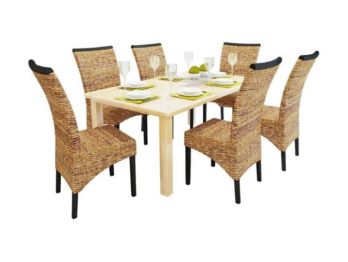 Esszimmerstühle 6 Stk. Abaca und Mango Massivholz von Kauf-Unique Marketplace
