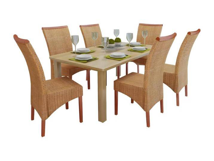 Esszimmerstühle 6 Stk. Natur Rattan Braun von Kauf-Unique Marketplace